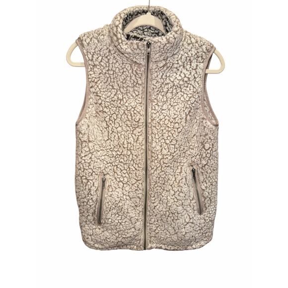 Nordstrom Thread & Supply Women Small Sherpa Vest Shearling Style Cream Brown - Picture 3 of 10